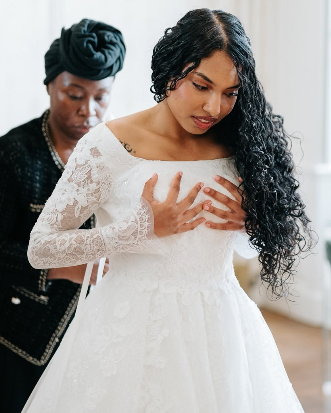Dressing a bride at Bradbourne House