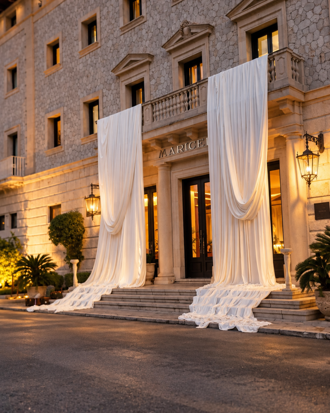 SILVER+SILVER destination wedding wardrobe support for a three-day bride and groom wedding at Hospes Maricel in Mallorca, Spain.