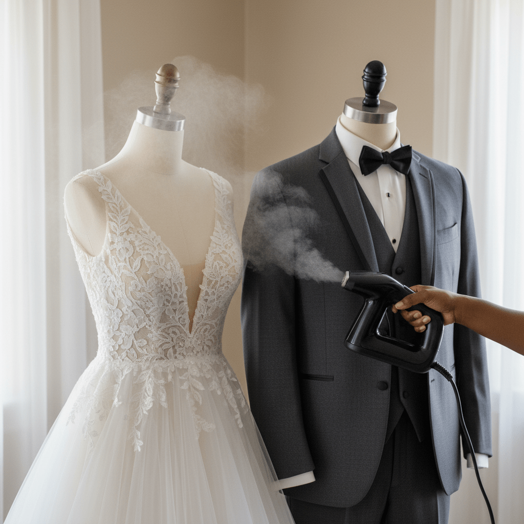 Mobile wedding dress steaming service London